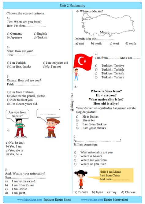 4 Sınıf İngilizce Dersi 2 Ünite Nationality Kingilizce