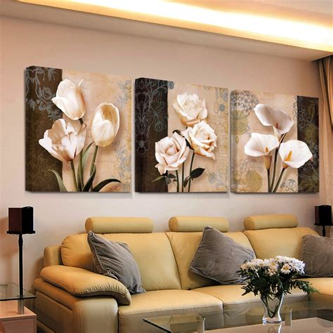 Wall Art Home Decor Framework Canvas Pictures 3 Pieces Abstract Tulip ...