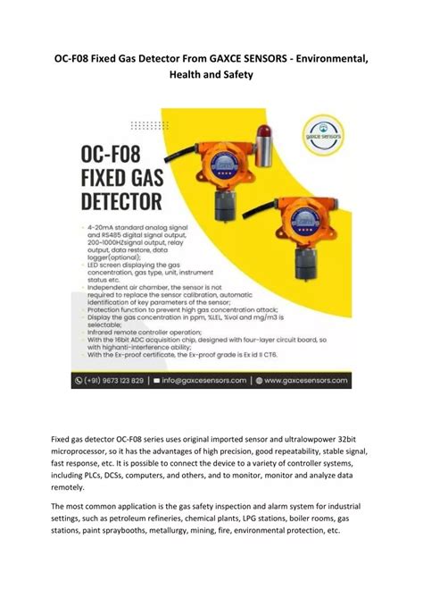 Ppt Oc F08 Fixed Gas Detector From Gaxce Sensors Environmental