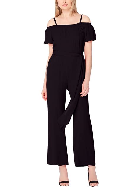 Tahari Asl Womens Wide Leg Off The Shoulder Jumpsuit