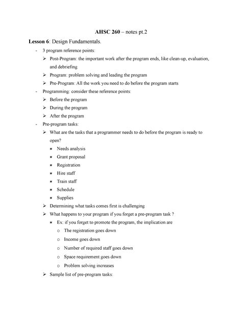 Ahsc Notes Lessons Ahsc Notes Pt Lesson Design