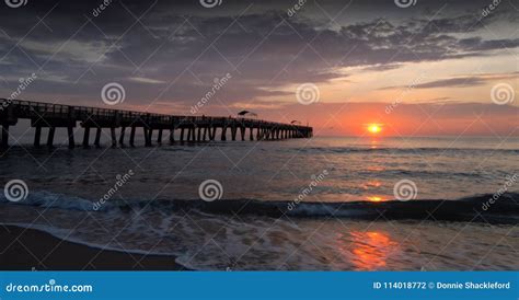 Lake Worth Pier stock photo. Image of night, silhouette - 114018772