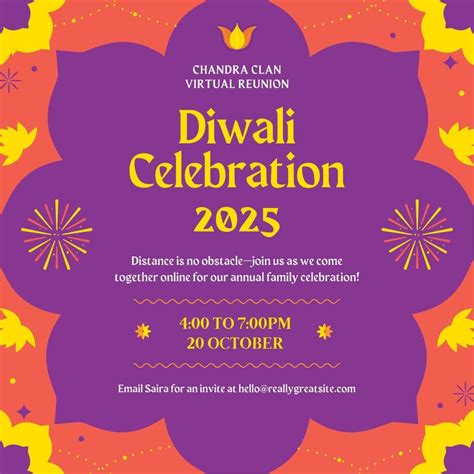 Free Printable Customizable Diwali Invitation Templates Canva