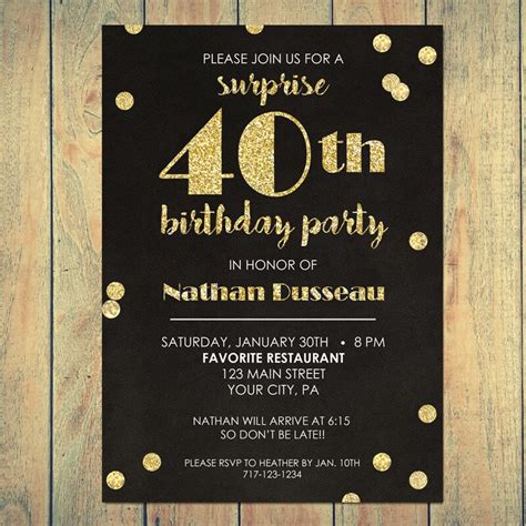 40th Birthday Invitation Surprise 40th Birthday Invitation Etsy