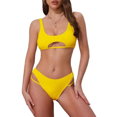 INSPIRE CHIC Women S Cutout Racerback Ribbed Bikini Sets Scoop Neck Top Triangle Bottom