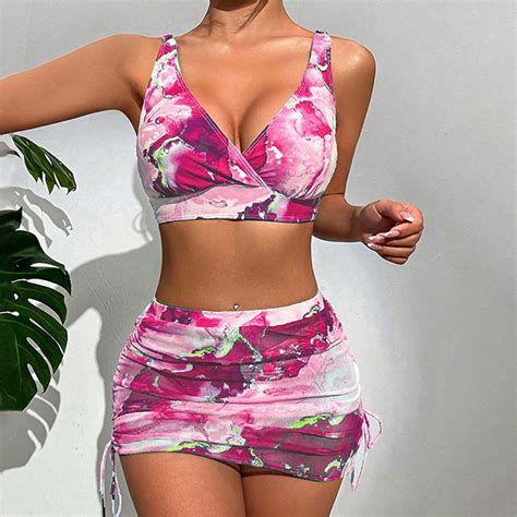 LADIGASU Swim Suits For Women 2025 Women Swimsuit Fashion Split Solid Sexy Bikini Swimwear