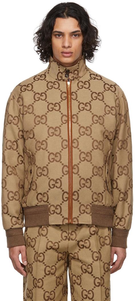 Gucci Beige Canvas Jumbo Gg Jacket In Natural For Men Lyst