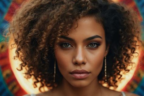 Premium Photo Portrait Of A Beautiful Latina Woman With Curly Hair