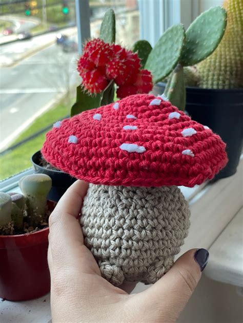 Amigurumi Crochet Poppable Mushroom Plush Mushroom Fidget Etsy