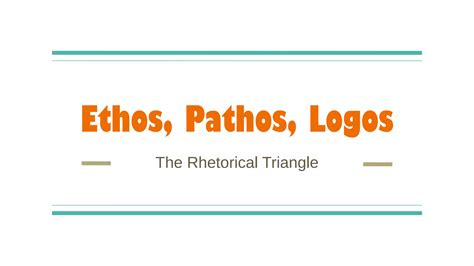 The Rhetorical Triangle Ethos Pathos Logos Ppt