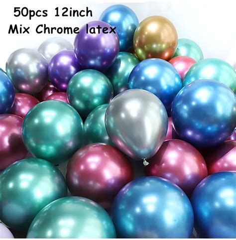 76 шт./лот металлик Chrome латексные гелиевые шары с днем рождения ...