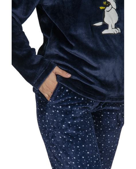 Pijama Mujer De Coralina Azul Marino Snoopy Bikini Bikini