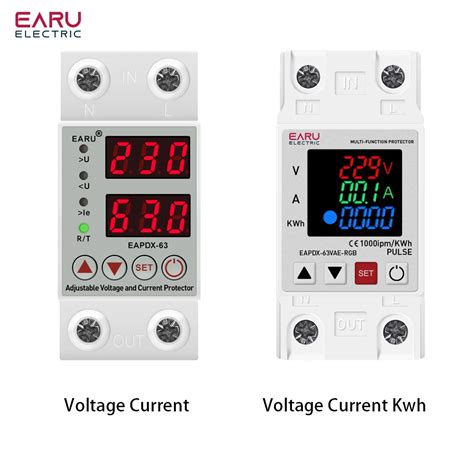 Dual Display 40A 63A 230V Din Rail Adjustable Digital Over Under