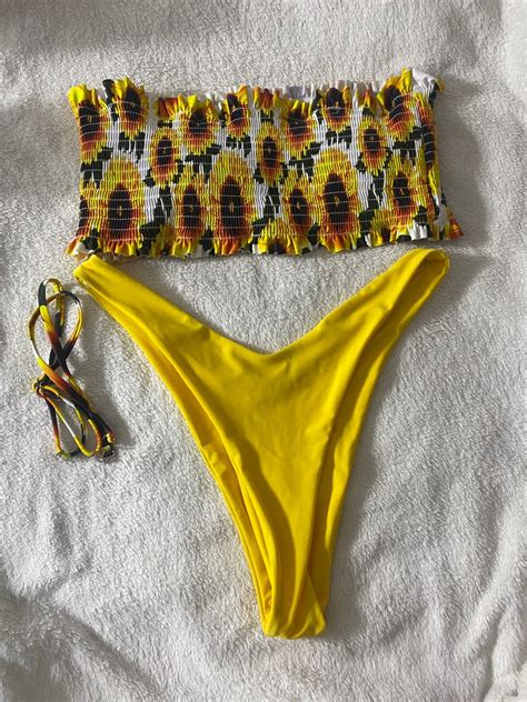 Sunflower Piece Bikini Women S Fashion Swimwear Bikinis Swimsuits On Carousell