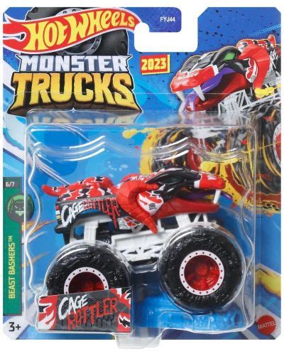 Бъги Hot Wheels Monster Trucks Cage Rattler 1 64 Отлична цена