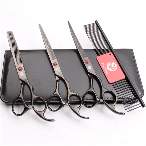 Z3003 4pcs Set 7 Black Steel Comb Cutting Shears Thinning