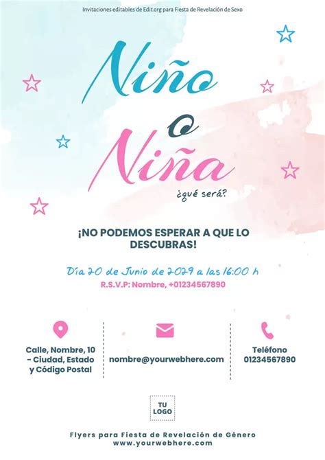 Ni O O Ni A Crea Invitaciones De Revelaci N De Sexo