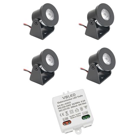 Spot monté en surface Set of 4 1W Mini Surface Mounted Spotlights