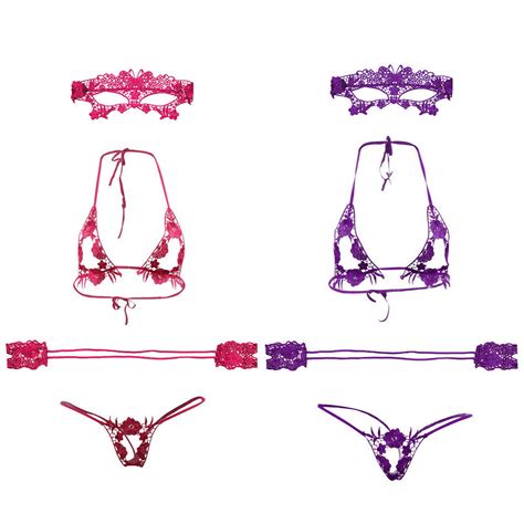 Jual B162 Bra Set Seksi Bikini Bralette Halter Open Cup Crotchless Dapat Mask Shopee Indonesia