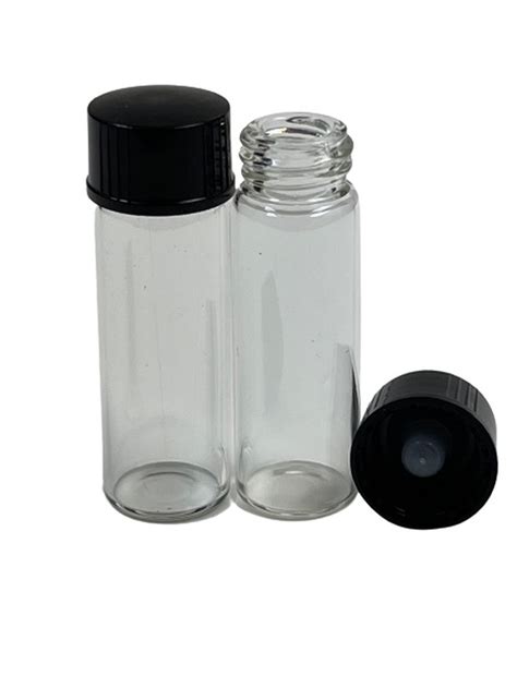 1 Dram [15mm X 45mm] Clear Glass Vials 13 425 Neck Finish With Plastic Cone Liner Caps