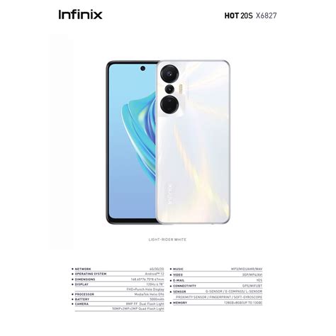 Infinix HOT 20s 8128 ประกนศนย หนาจอ 6 7 นว แบต 5000mAh smartplus ch ThaiPick