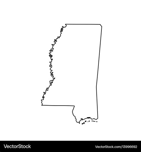 Map of the us state of mississippi Royalty Free Vector Image