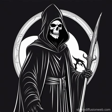 Minimalist Black Metal Grim Reaper Art Stable Diffusion Online