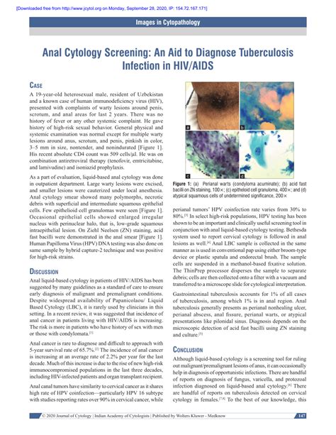 Pdf Anal Cytology Screening An Aid To Diagnose Tuberculosis Infection In Hiv Aids