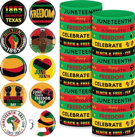 Amazon Batiyeer 100 Pcs Juneteenth Silicone Bracelets With Pins