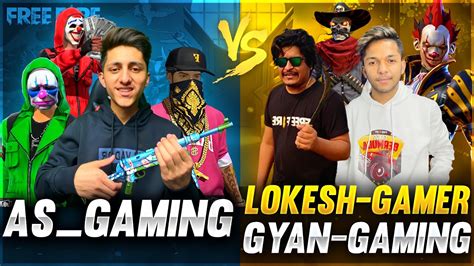 As Gaming Vs Lokesh Gamer And Gyan Gaming Best Clash Squad Battle 😍 Who