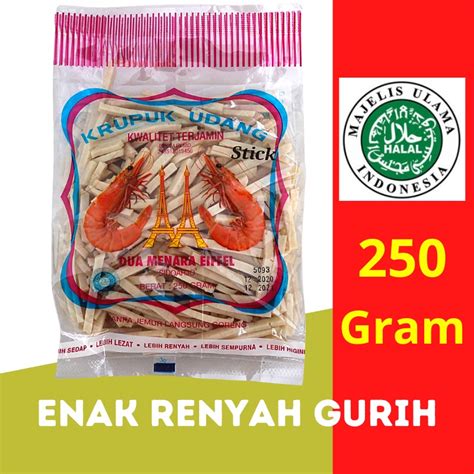 Jual Dua Menara Eiffle Kerupuk Udang Mentah Bentuk Ukuran Stik 250g