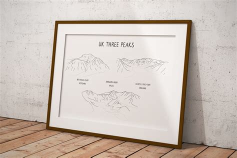 Uk Three Peaks Line Art Print In From The Wild
