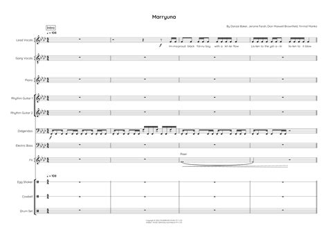 Marryuna Arr Justin Florisson By Bakerboy Sheet Music For