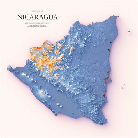 Shaded Relief Map Of Nicaragua By Researchremora Maps On The Web