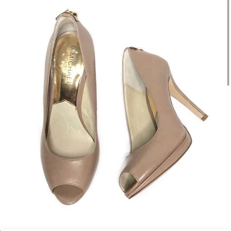 Michael Kors Nude Open Toe Heel Rare Locks Gem
