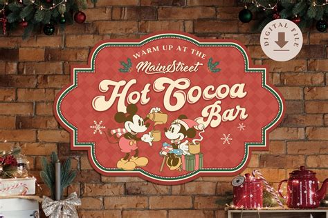 Mickey And Minnie Hot Cocoa Sign Mainstreet Hot Chocolate Bar Christmas Party Decoration