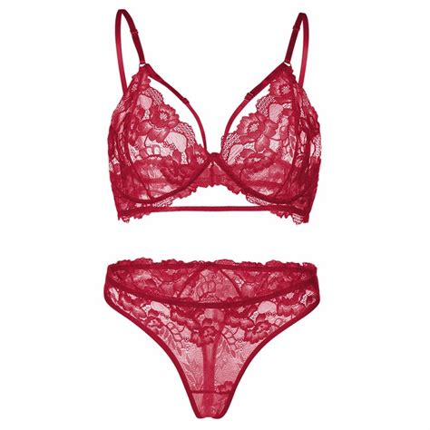 Aibrou Women Bra And Panties Sets Lace Lingerie Set Push Up 2 Piece Bra And Knickers Set