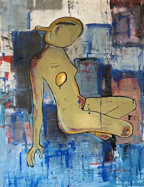 Sitting Nude Painting By Samfa Barbe Saatchi Art