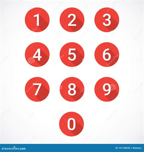 Set Of Red Number Icons Stock Vector Illustration Of Vector 121138345