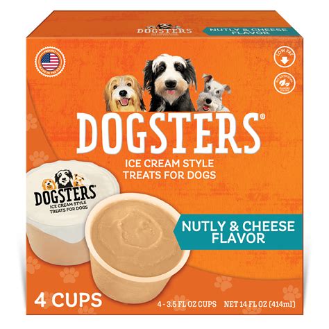 Dogsters Nutly & Cheese Frozen Ice Cream Style Dog Treats, 4 Cup Box