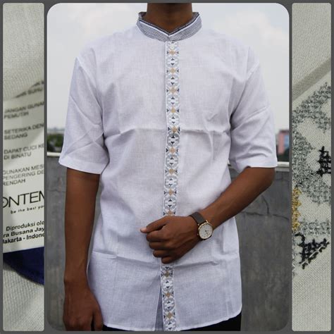 Jual Baju Koko Pria Contempo Lengan Pendek Motif Bordir 07 Baju Muslim