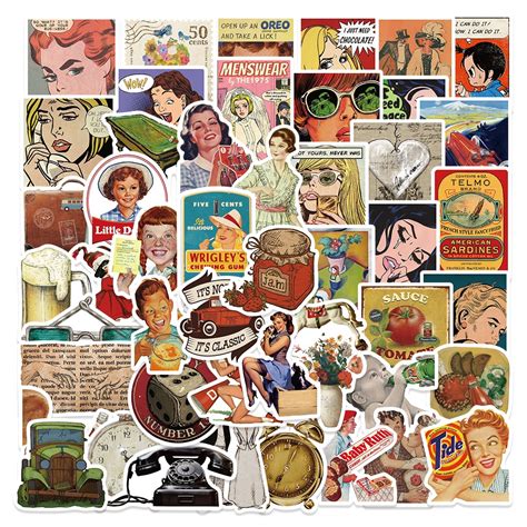 52pcs Retro Pop Art Waterproof Stickers Skateboard Laptop Luggage Bike