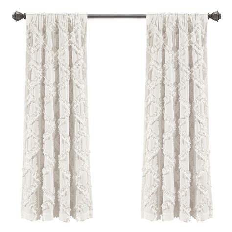 Lush Decor Ruffle Diamond Ruffle X Ruffle White Rod Pocket