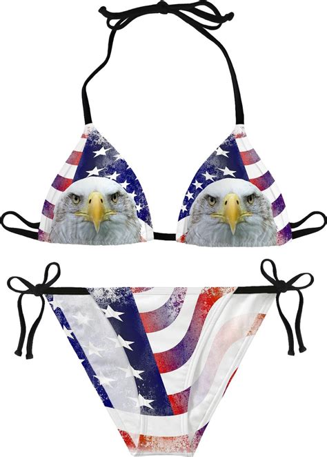 Bald Eagle With American Flags Women Girls Bikini Sets My Xxx Hot Girl