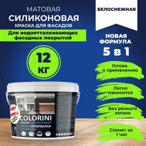 Краска COLORINI для фасадов силиконовая Быстросохнущая, Силиконовая ...