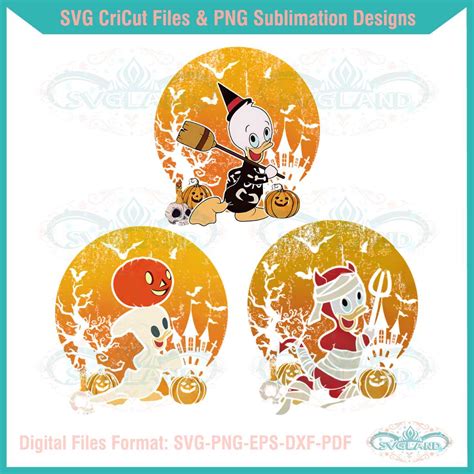 Disney Duck Huey Dewey Louie Halloween Pumpkin PNG Bundle