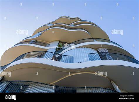 Montpellier, France - 09 23 2023 : Low angle view of contemporary