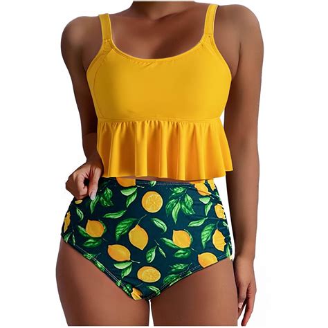 Djskiyers Women S Swimsuits Piece Bathing Suits High Waisted Bikini Sets Cropped Swim Tops And