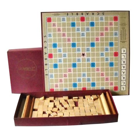 Vintage 1953 Scrabble Board Game Word Game in Dark Red Box | Chairish