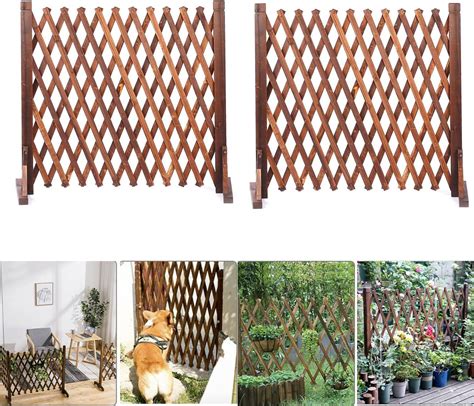 Nisorpa 2 Pack Retractable Wooden Fence Extendable Instant Fence Expandable Garden